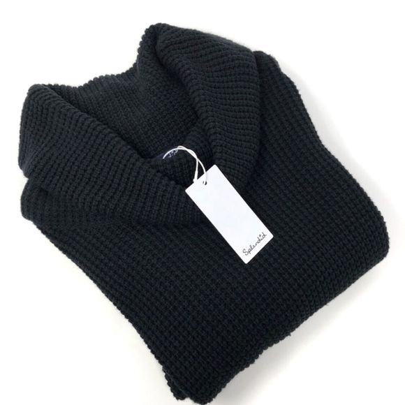 Splendid Sweaters - NWT Splendid Cowl Neck Black Waffle Sweater L